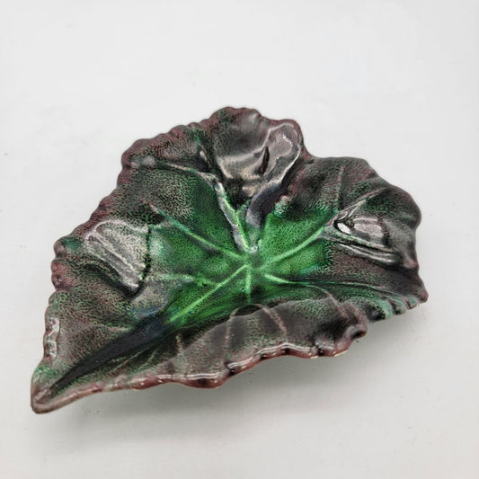 Vintage Leaf-Shaped Majolica Trinket Dish