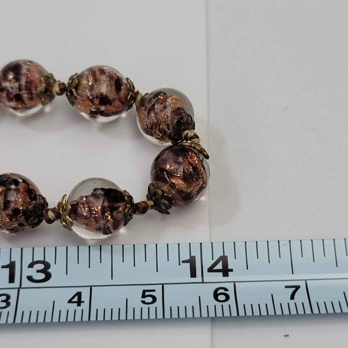 Vintage Murano Glass Black & Copper Aventurine Beaded Necklace