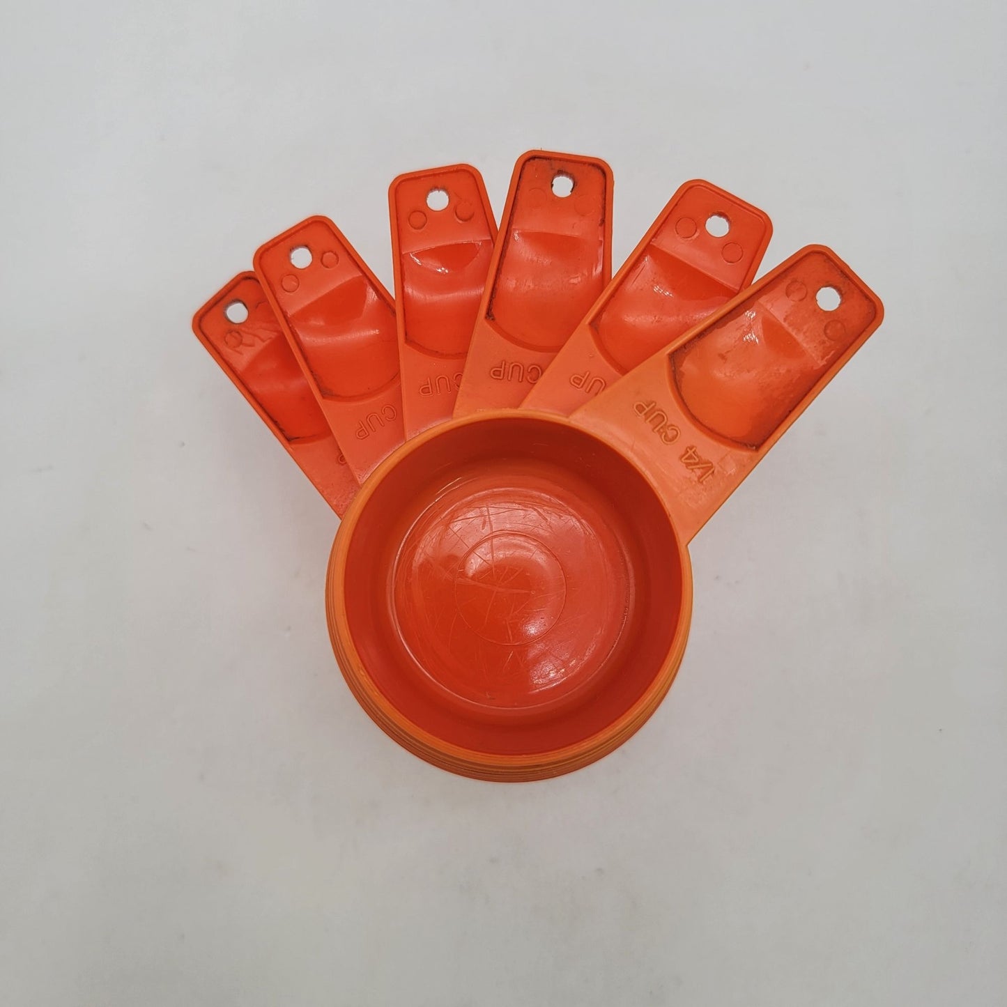 Vintage Tupperware Orange Measuring Cups Set Of 6
