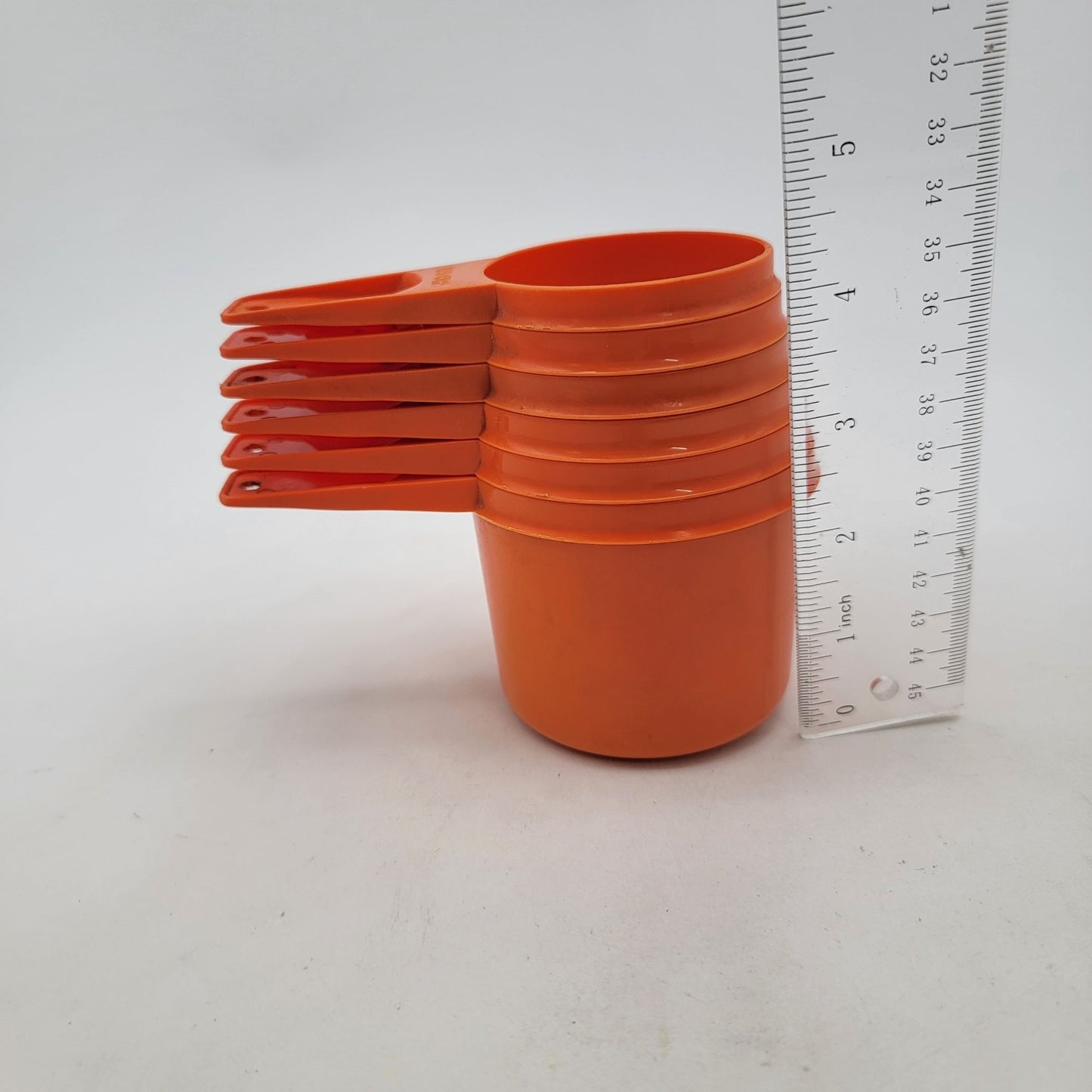 Vintage Tupperware Orange Measuring Cups Set Of 6