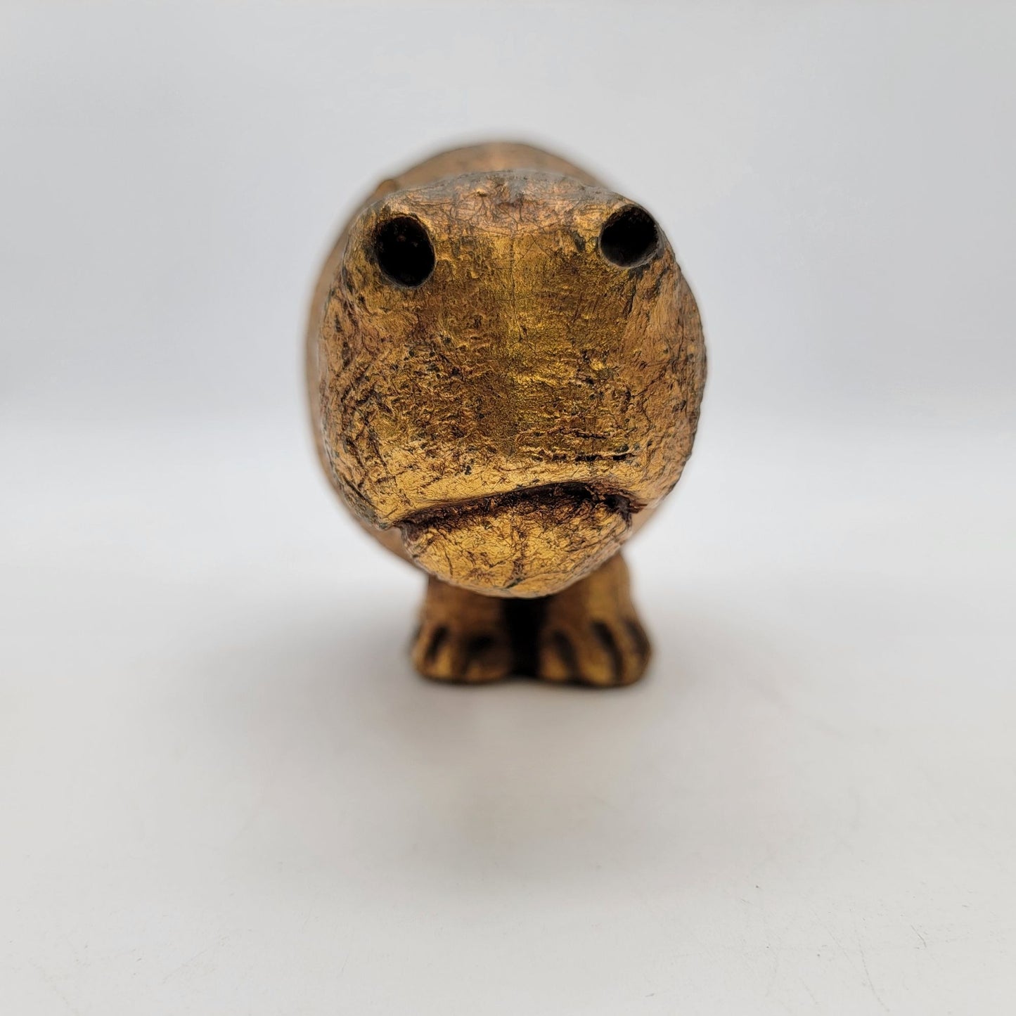 Vintage Gold-Toned Textured Hippo Figurine