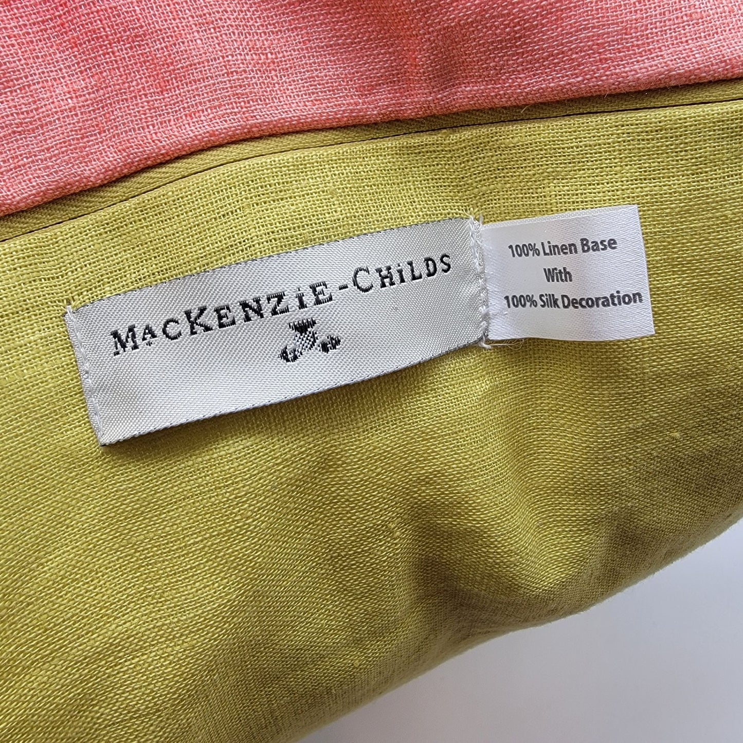 MacKenzie-Childs Silk Checkered Pillow Pink & Green