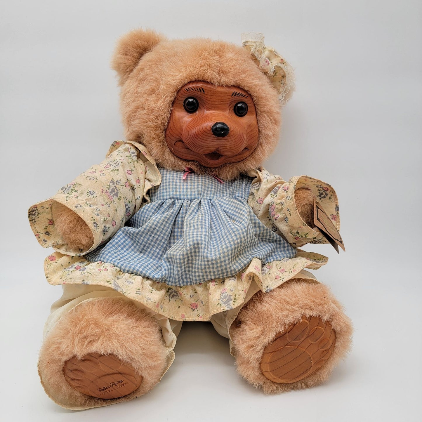 Vintage 1990s Robert Raikes Stacie Bear Limited Edition Wooden Face Paws