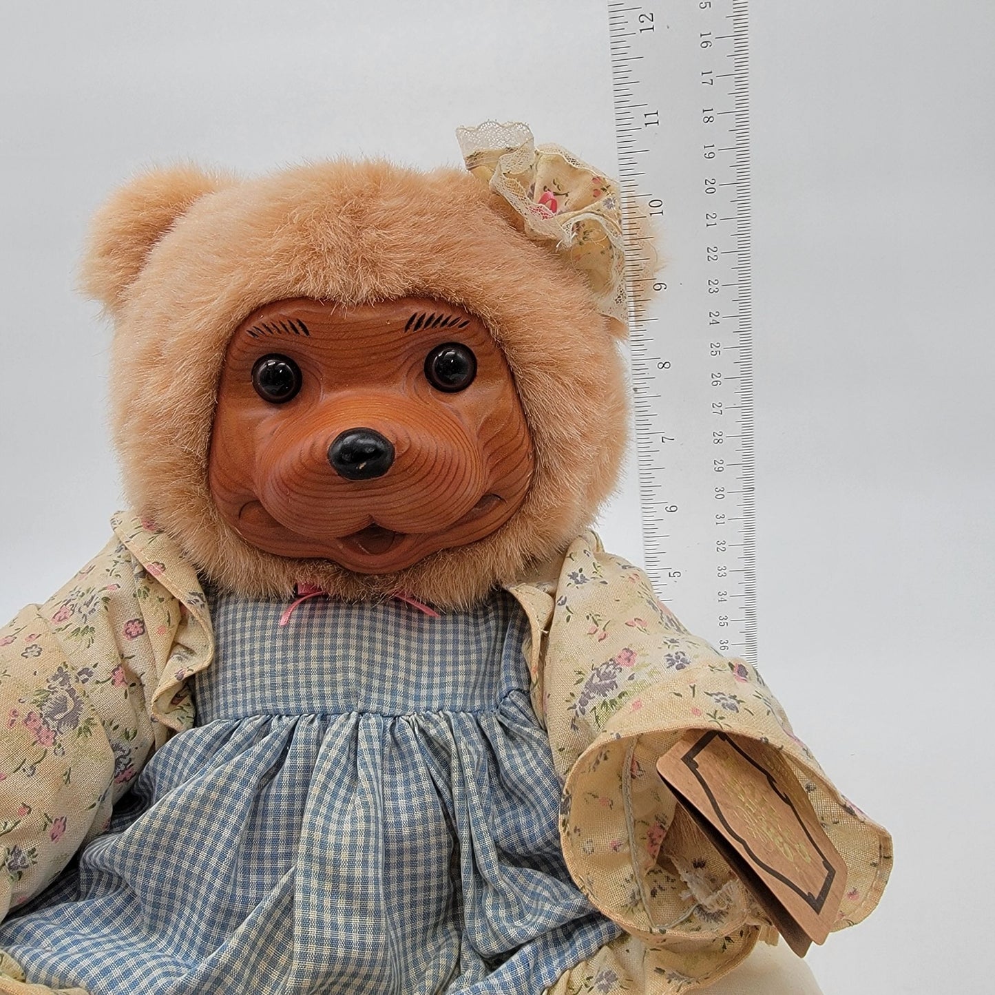 Vintage 1990s Robert Raikes Stacie Bear Limited Edition Wooden Face Paws