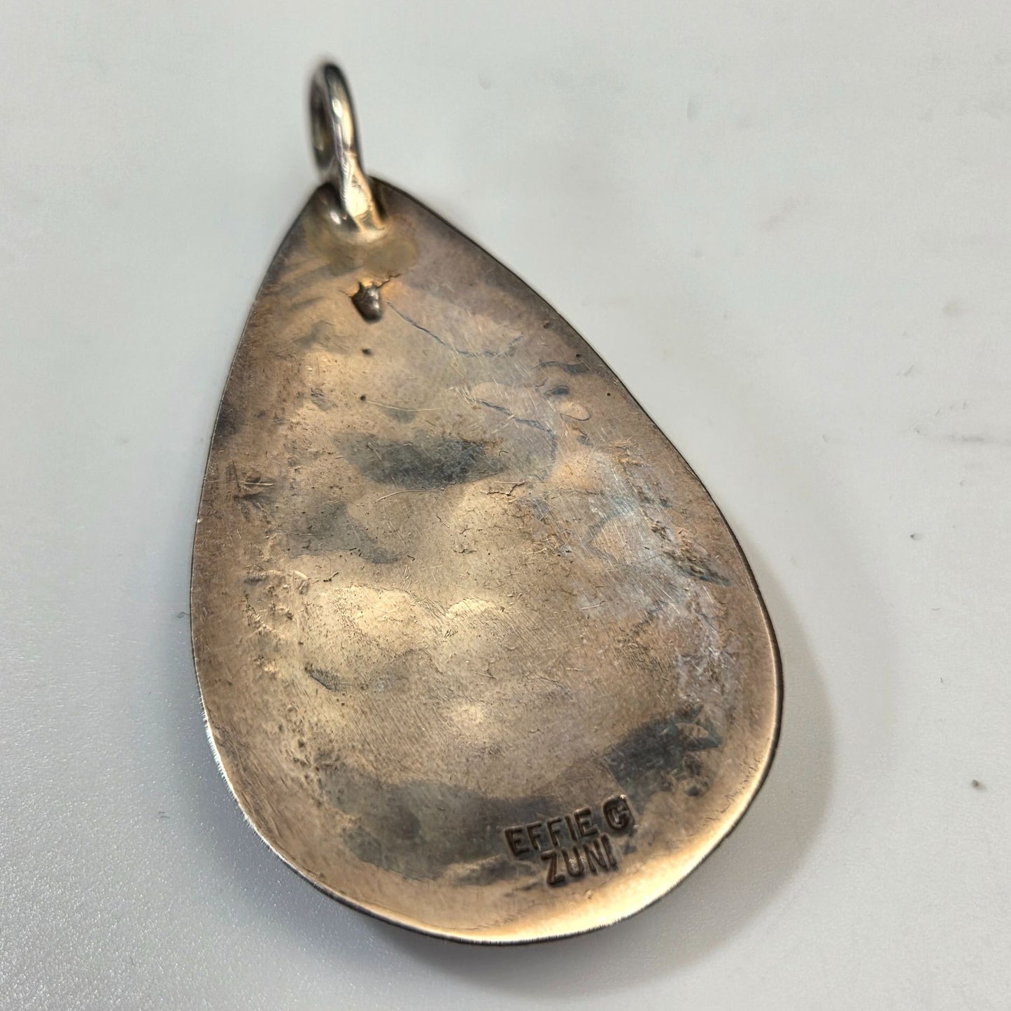 Effie Calavaza Zuni Sterling Silver & Turquoise Snake Pattern Jewelry Earring, Pendant & Ring Set