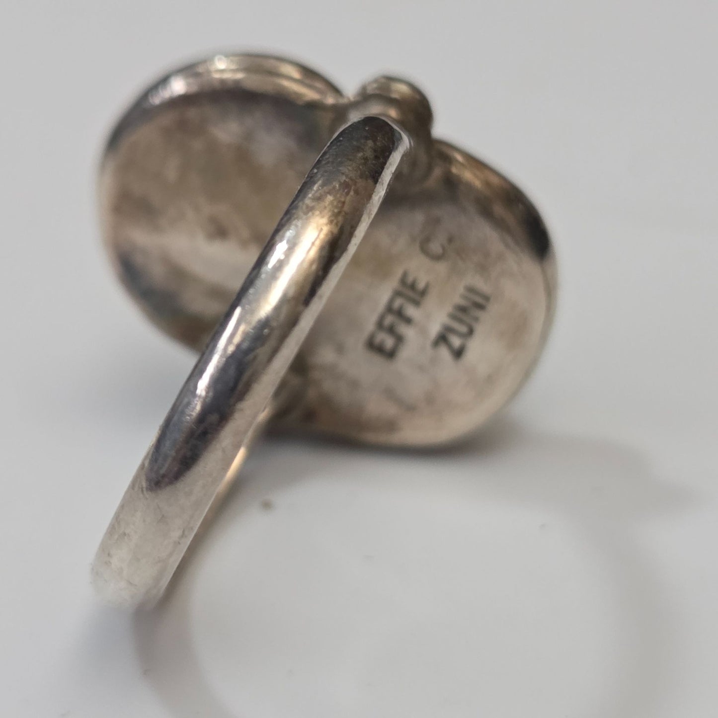 Effie Calavaza Zuni Sterling Silver & Turquoise Snake Pattern Jewelry Earring, Pendant & Ring Set