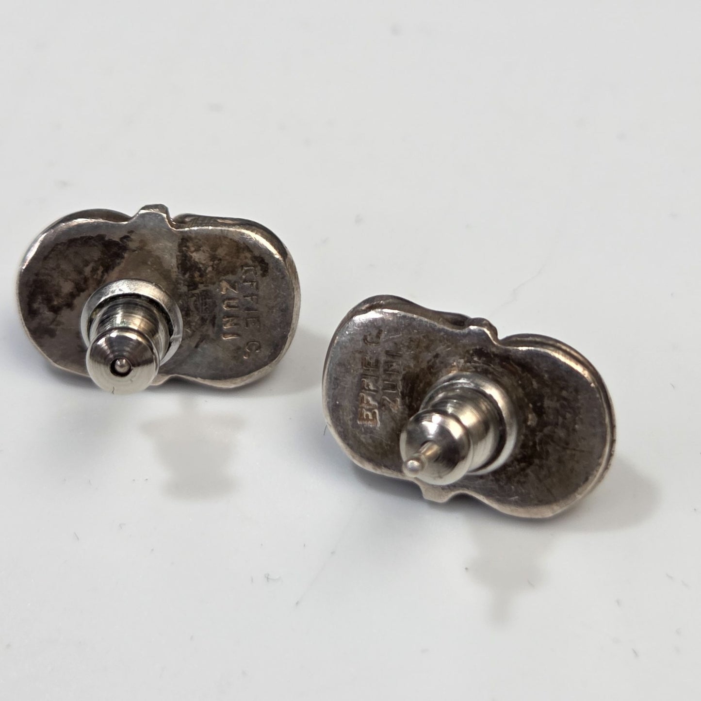 Effie Calavaza Zuni Sterling Silver & Turquoise Snake Pattern Jewelry Earring, Pendant & Ring Set