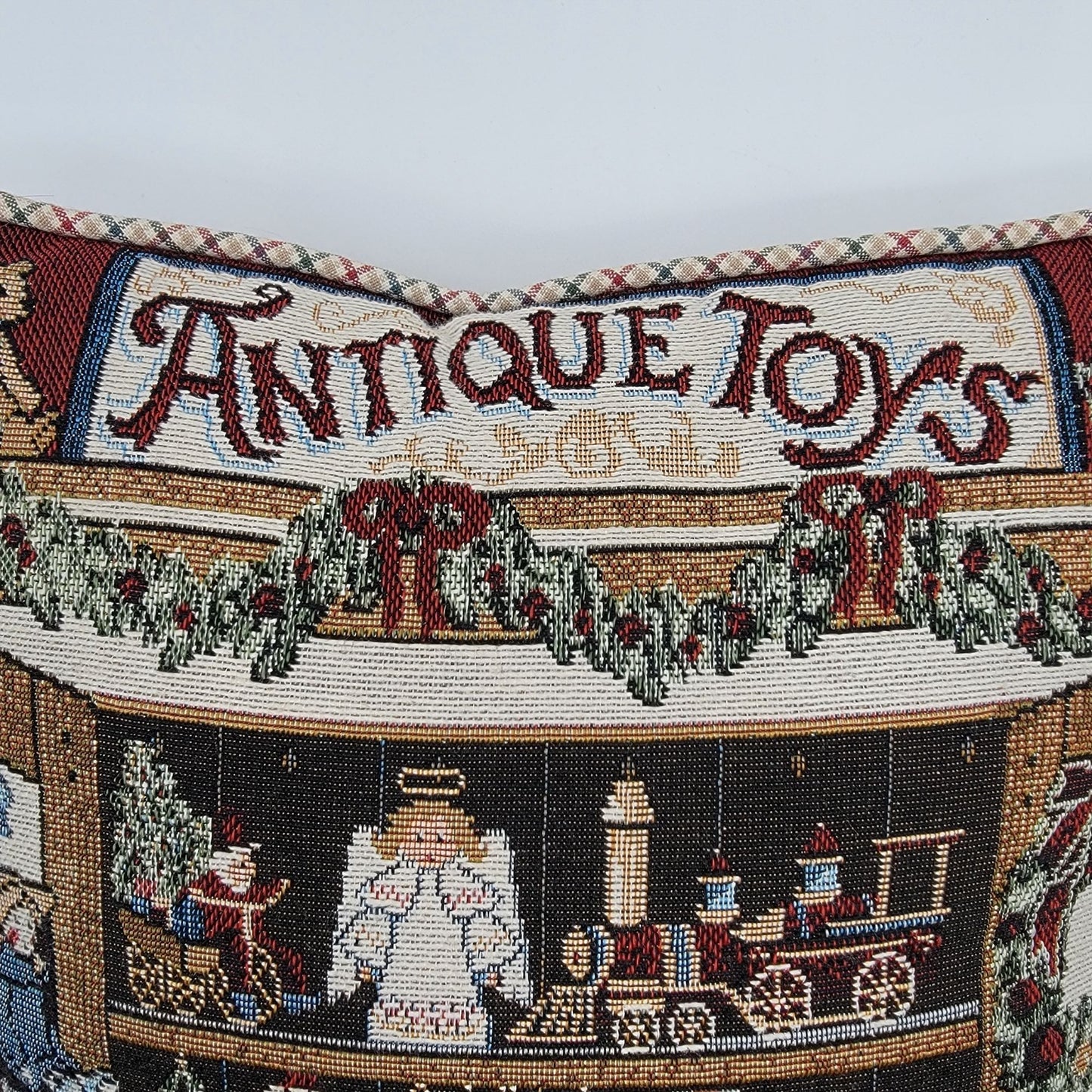 Vintage Tapestry Antique Toys Christmas Throw Pillow