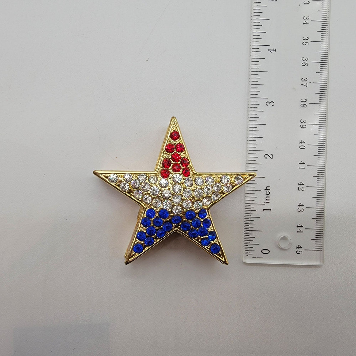 Artform Patriotic Star Trinket Box Red White & Blue Rhinestones