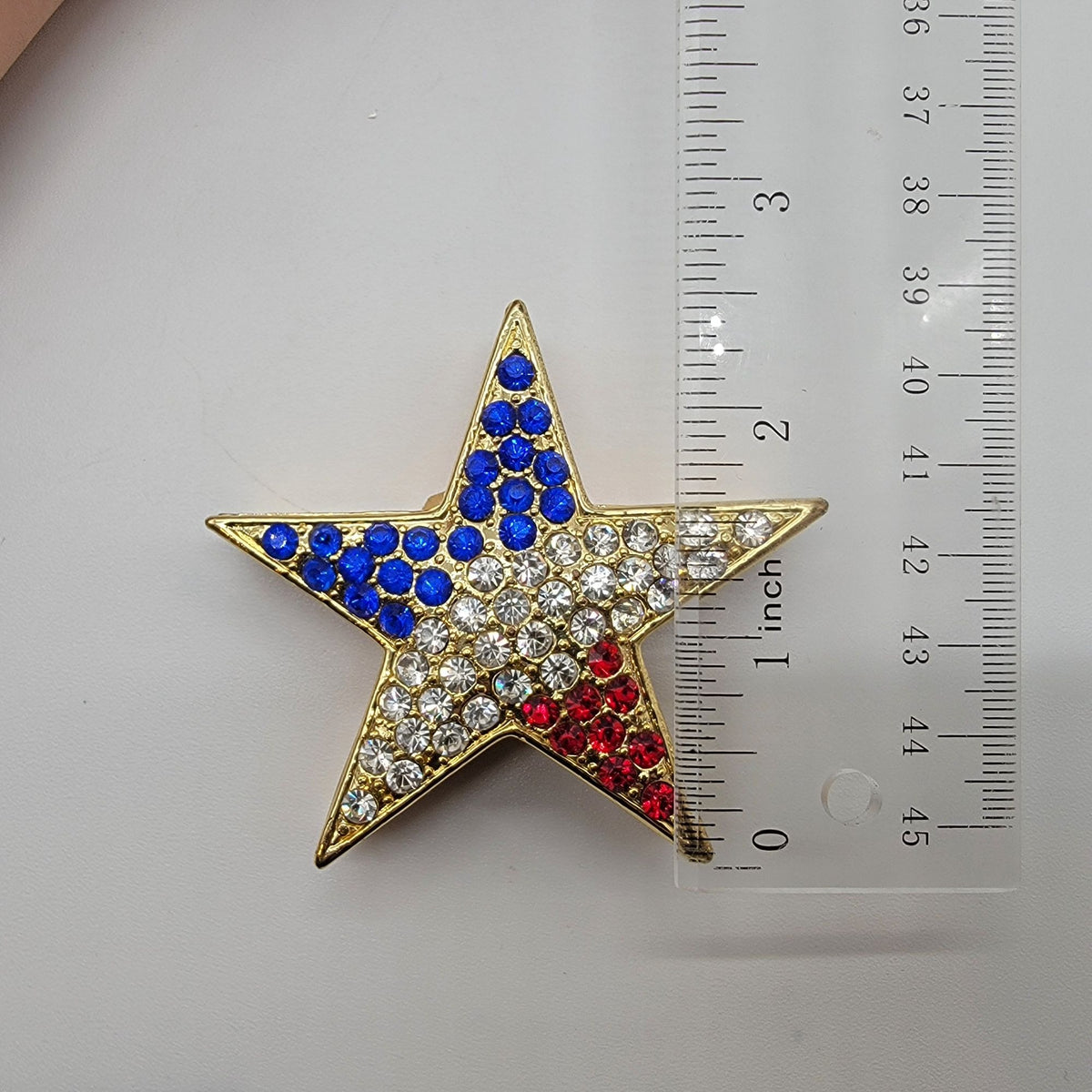 Artform Patriotic Star Trinket Box Red White & Blue Rhinestones