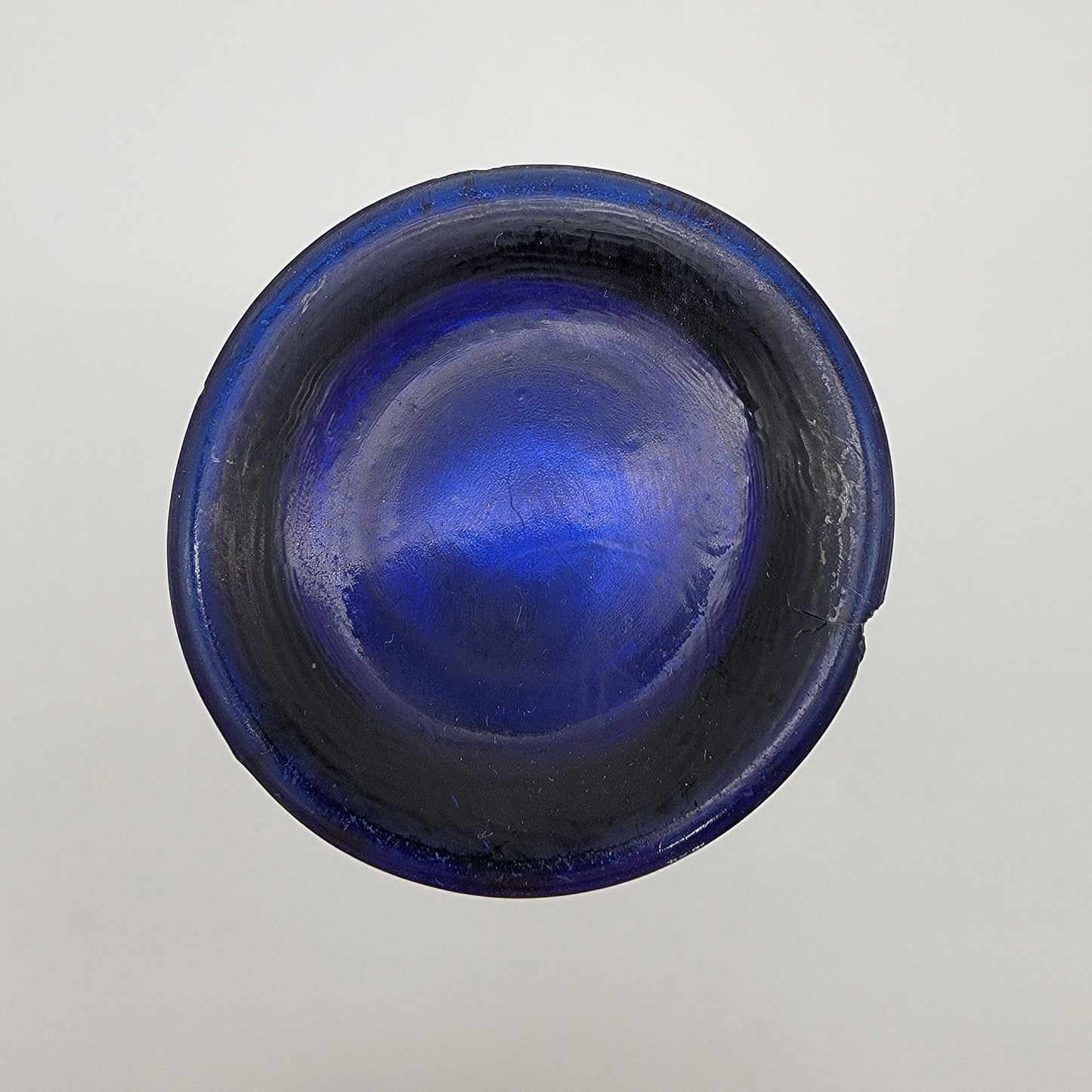 Antique 1912 Dugan Cobalt Blue Carnival Glass Tumbler Floral & Grape Pattern