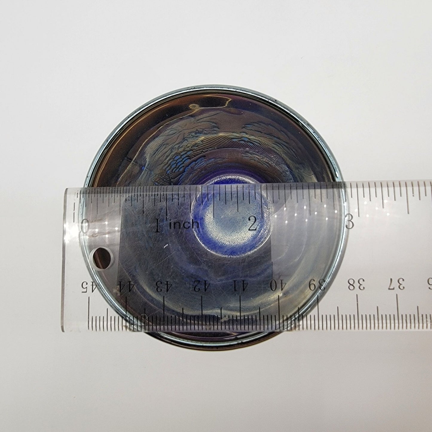 Antique 1912 Dugan Cobalt Blue Carnival Glass Tumbler Floral & Grape Pattern