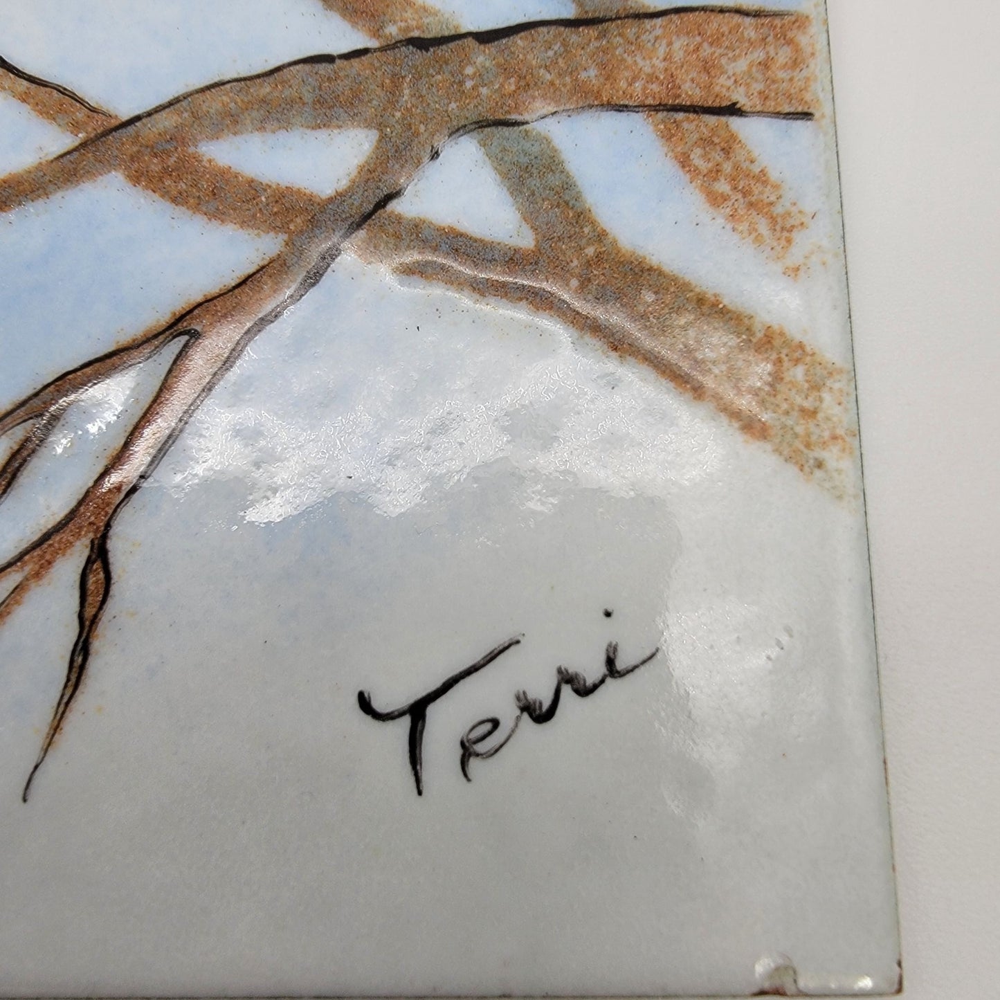 Signed Enamel On Metal Birds In Tree Wall Art Hand-Painted By Teri
