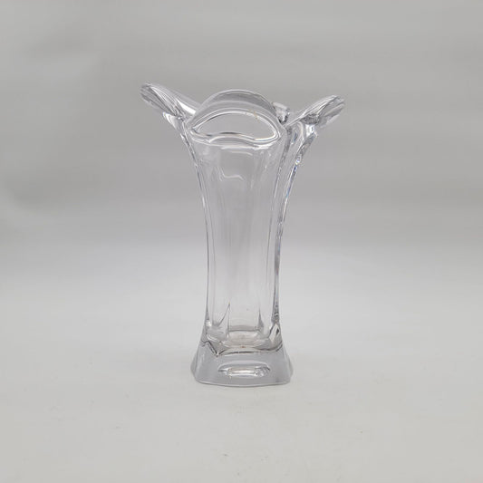 Vintage Signed Colfac France Art Glass Clear Handkerchief Vase