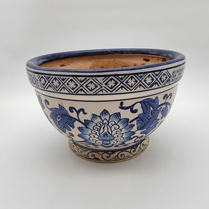 Vintage Blue & White Pottery Chinoiserie Planter