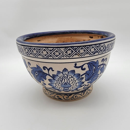 Vintage Blue & White Pottery Chinoiserie Planter