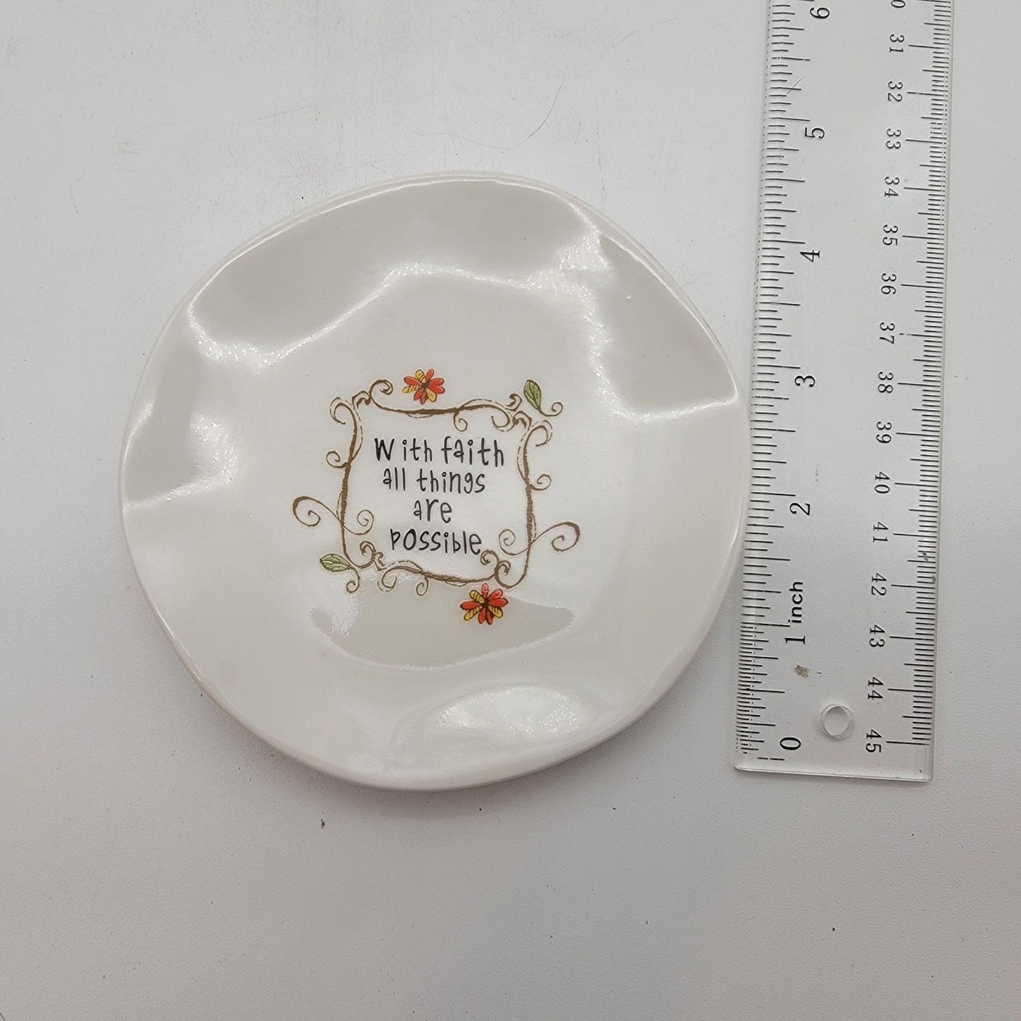 Natural Life Porcelain Trinket Dish With Faith All Things Are Possible