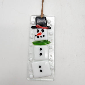 Jolly Snowman Fused Glass Ornament