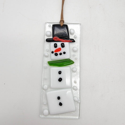 Jolly Snowman Fused Glass Ornament