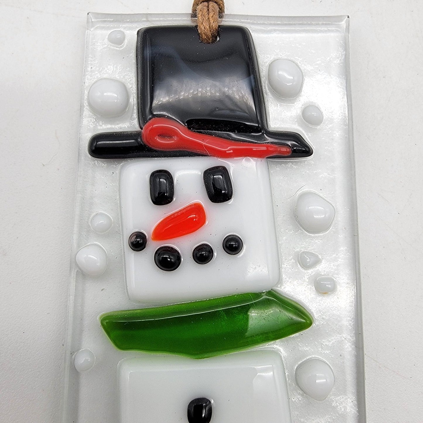 Jolly Snowman Fused Glass Ornament