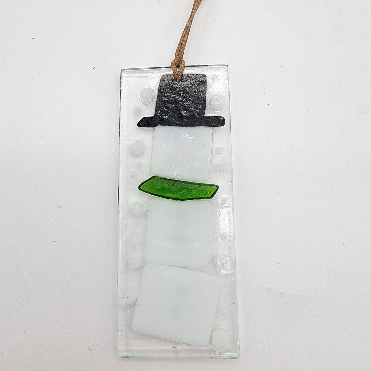 Jolly Snowman Fused Glass Ornament