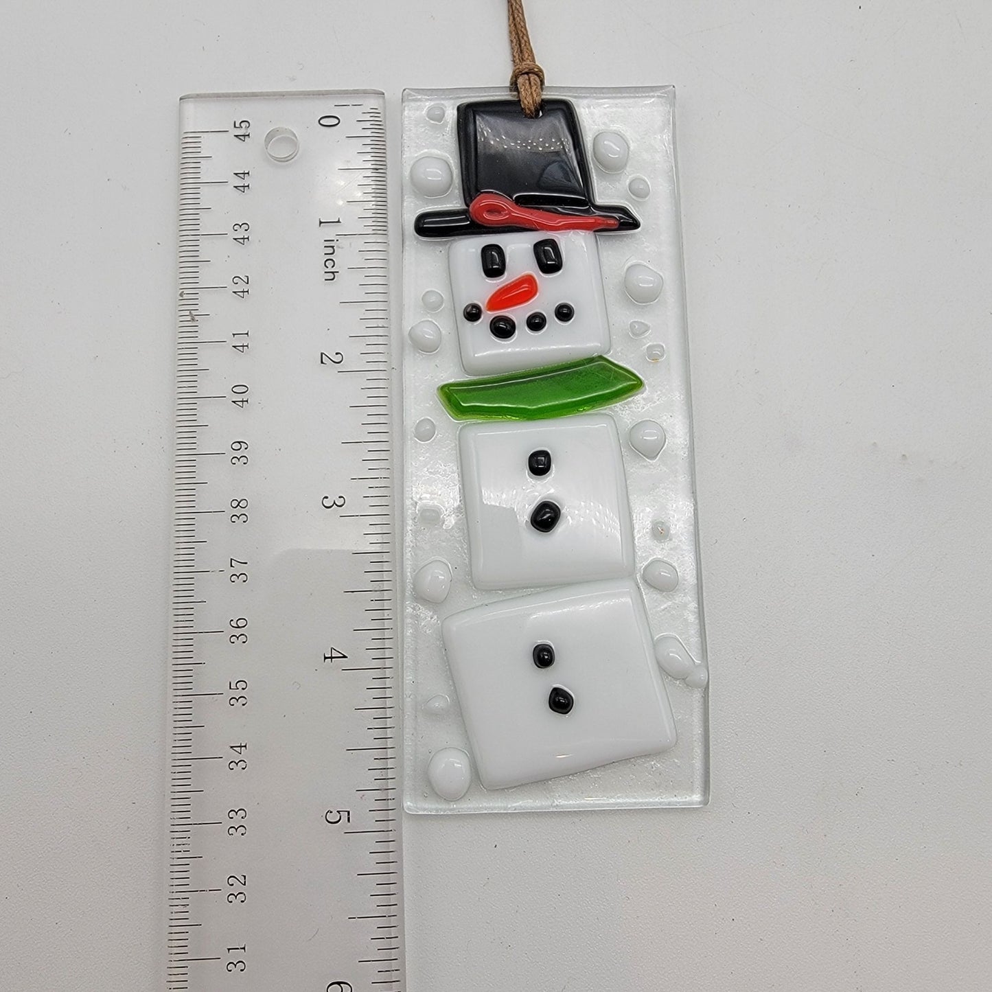 Jolly Snowman Fused Glass Ornament