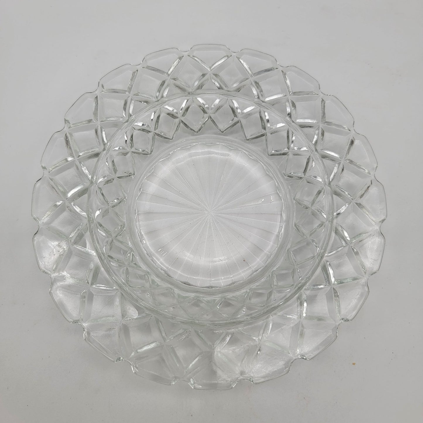 Vintage Anchor Hocking Prescut Clear Glass Butter Dish With Lid
