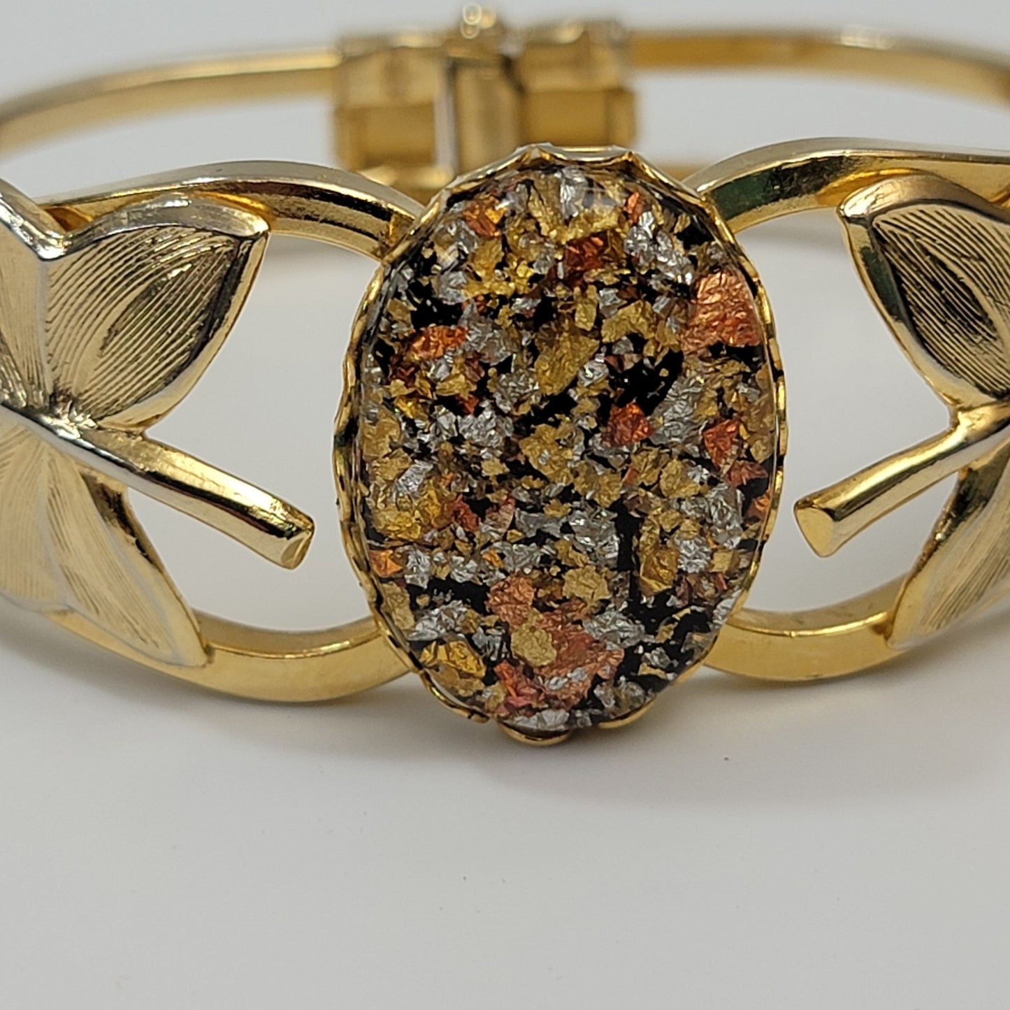 Vintage 1980's Opal Lucite Clamper Bracelet