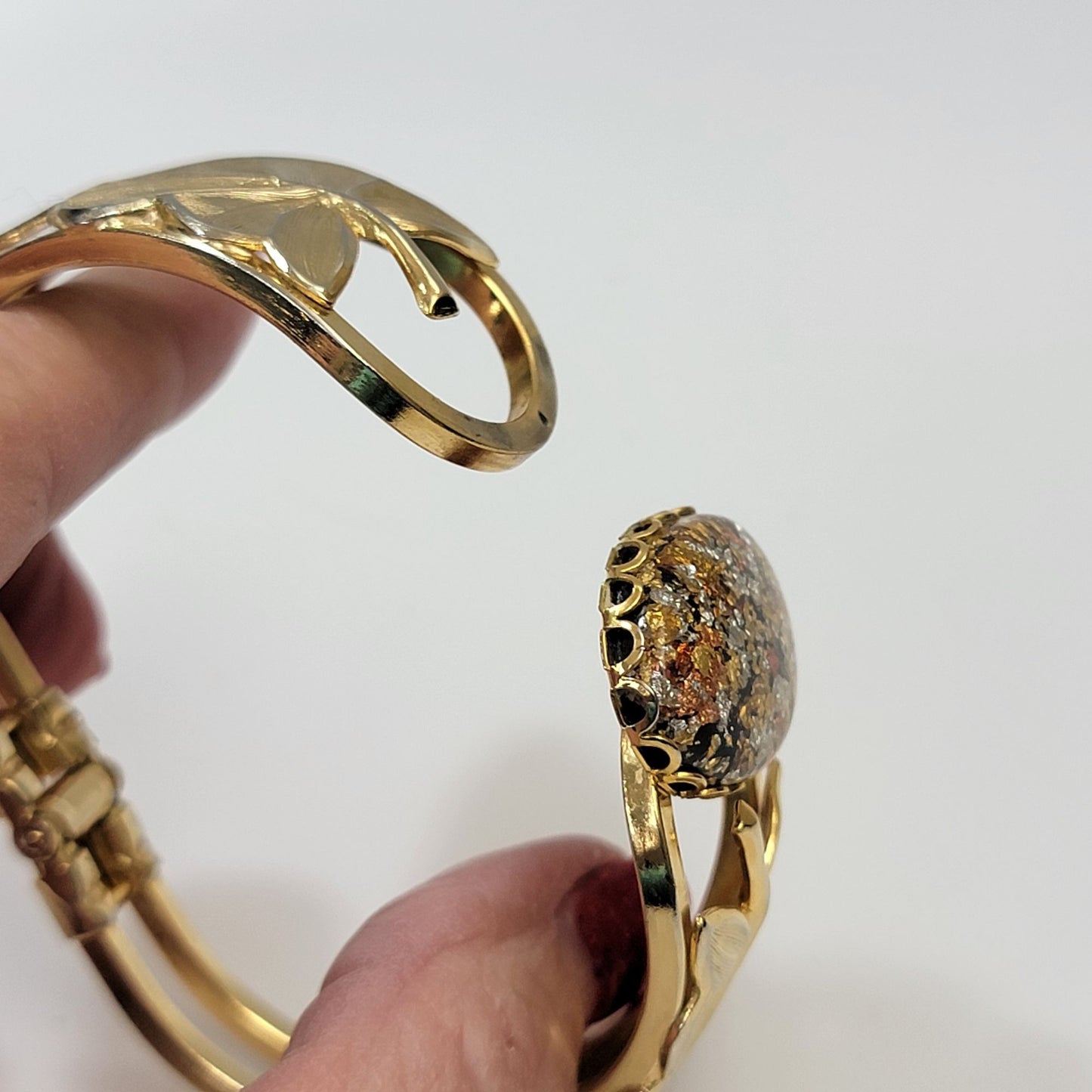 Vintage 1980's Opal Lucite Clamper Bracelet