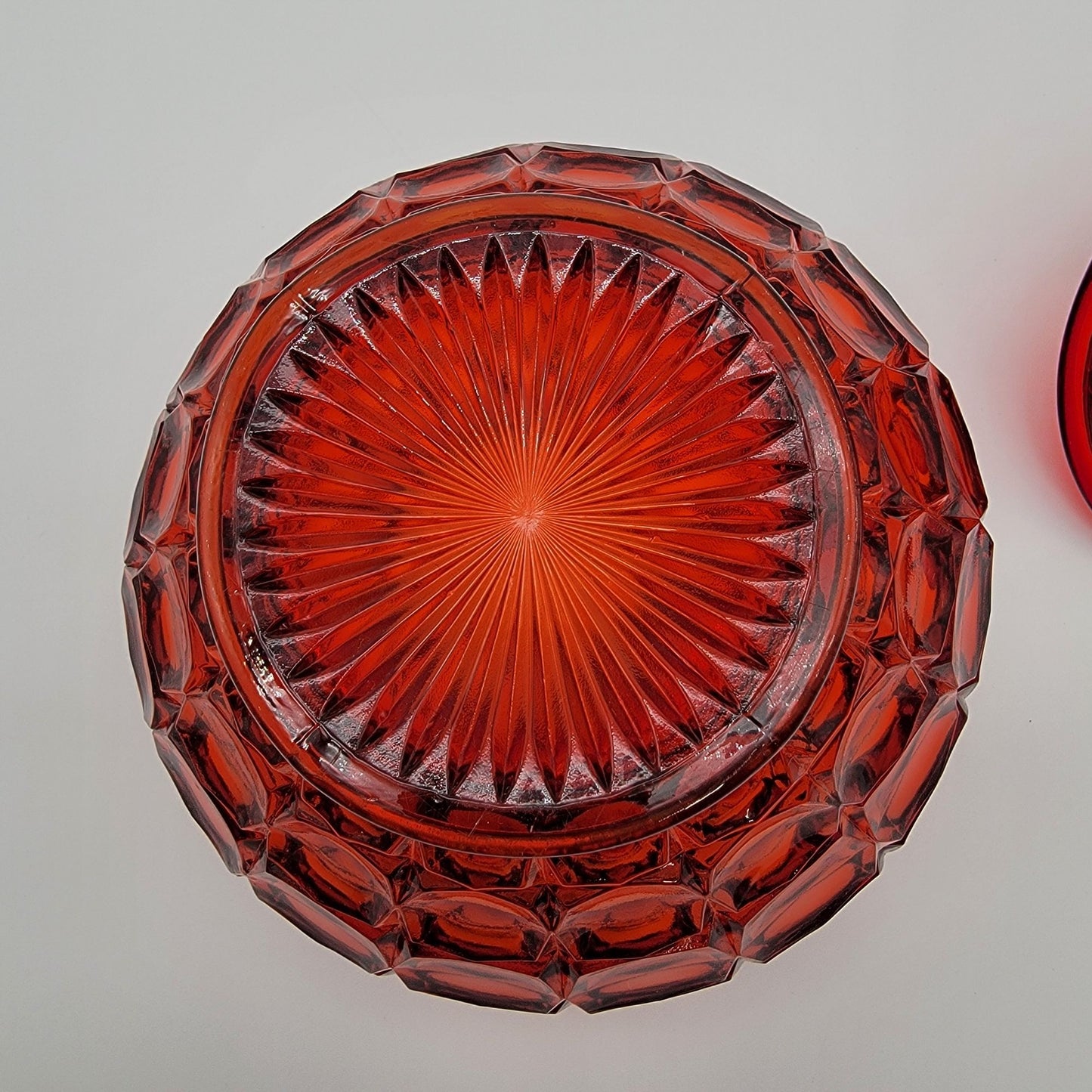 Indiana Tiara Glass Constellation Ruby Sunset Amberina Biscuit Jar With Lid