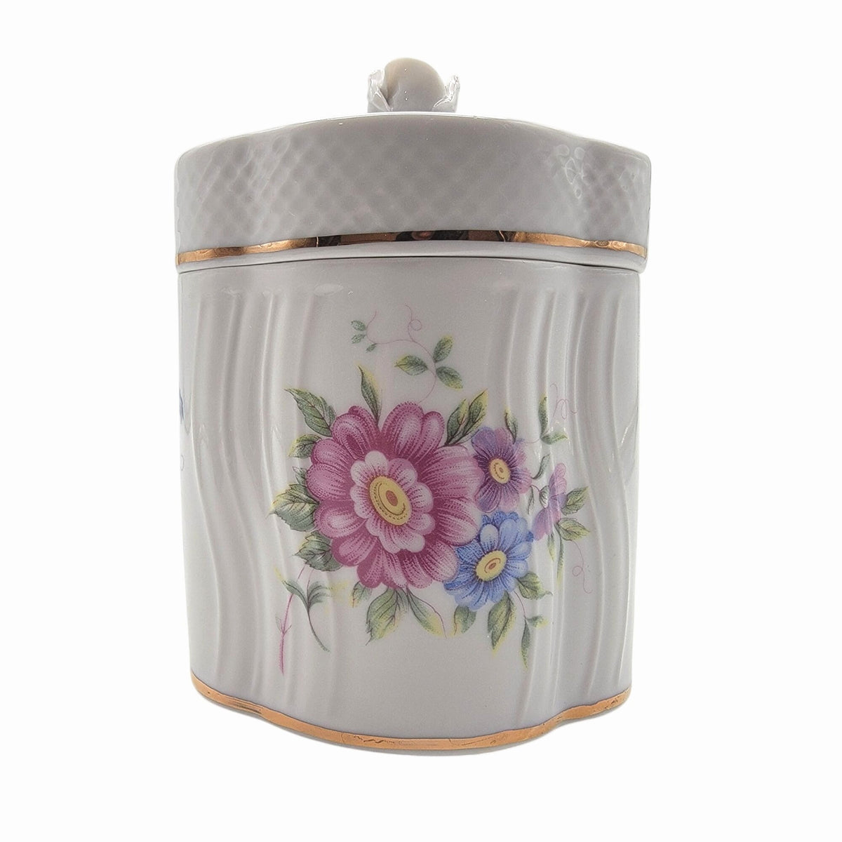 1980's Vintage Hollohaza Hungary Porcelain Jar With Lid