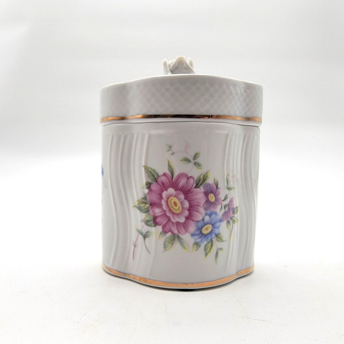 1980's Vintage Hollohaza Hungary Porcelain Jar With Lid