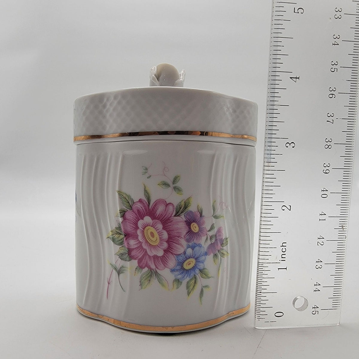1980's Vintage Hollohaza Hungary Porcelain Jar With Lid