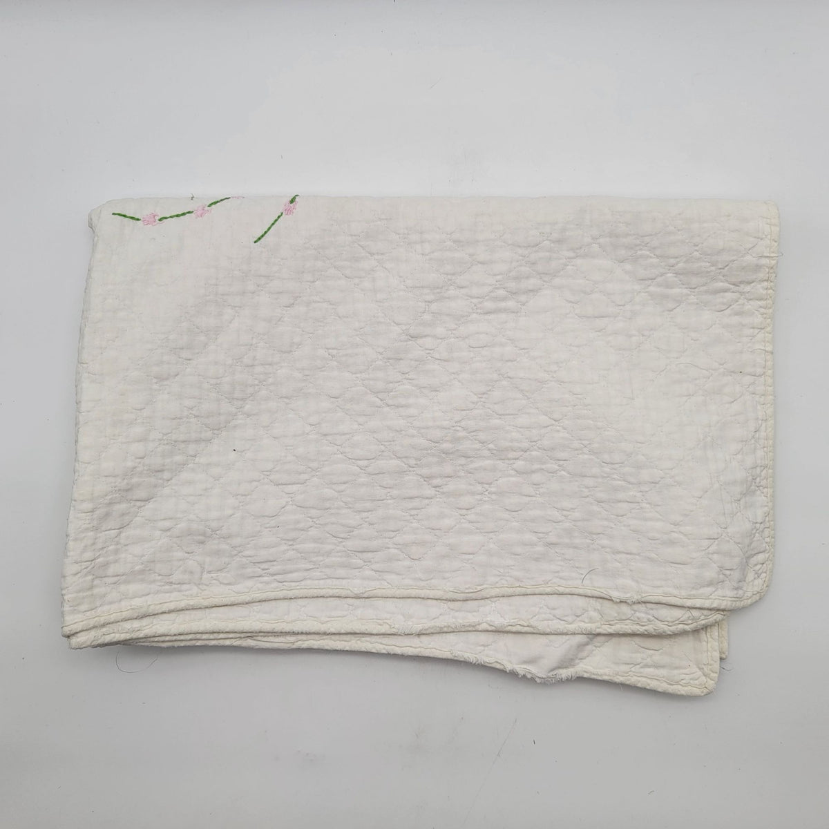 Vintage Hand-Embroidered Baby Quilt With Animals