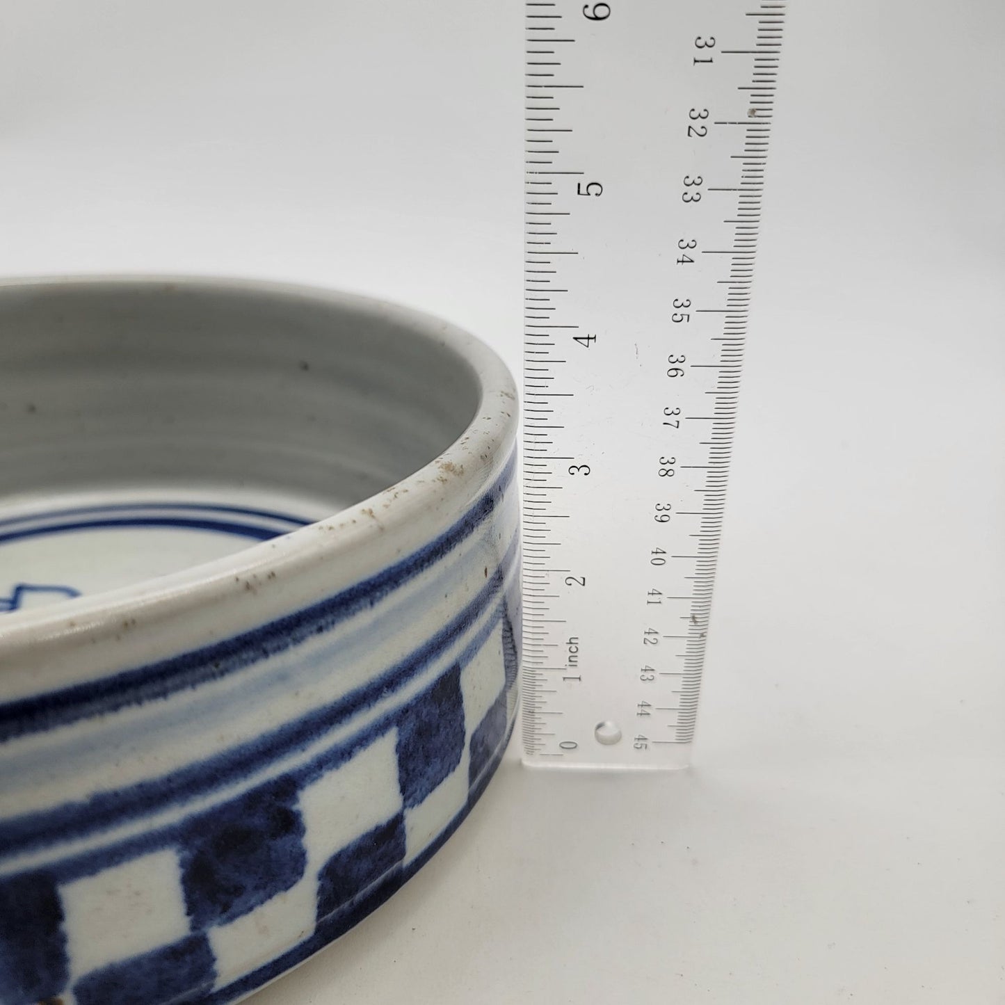 Vintage Signed Stoneware Pottery Dish Bowl With Pig Design