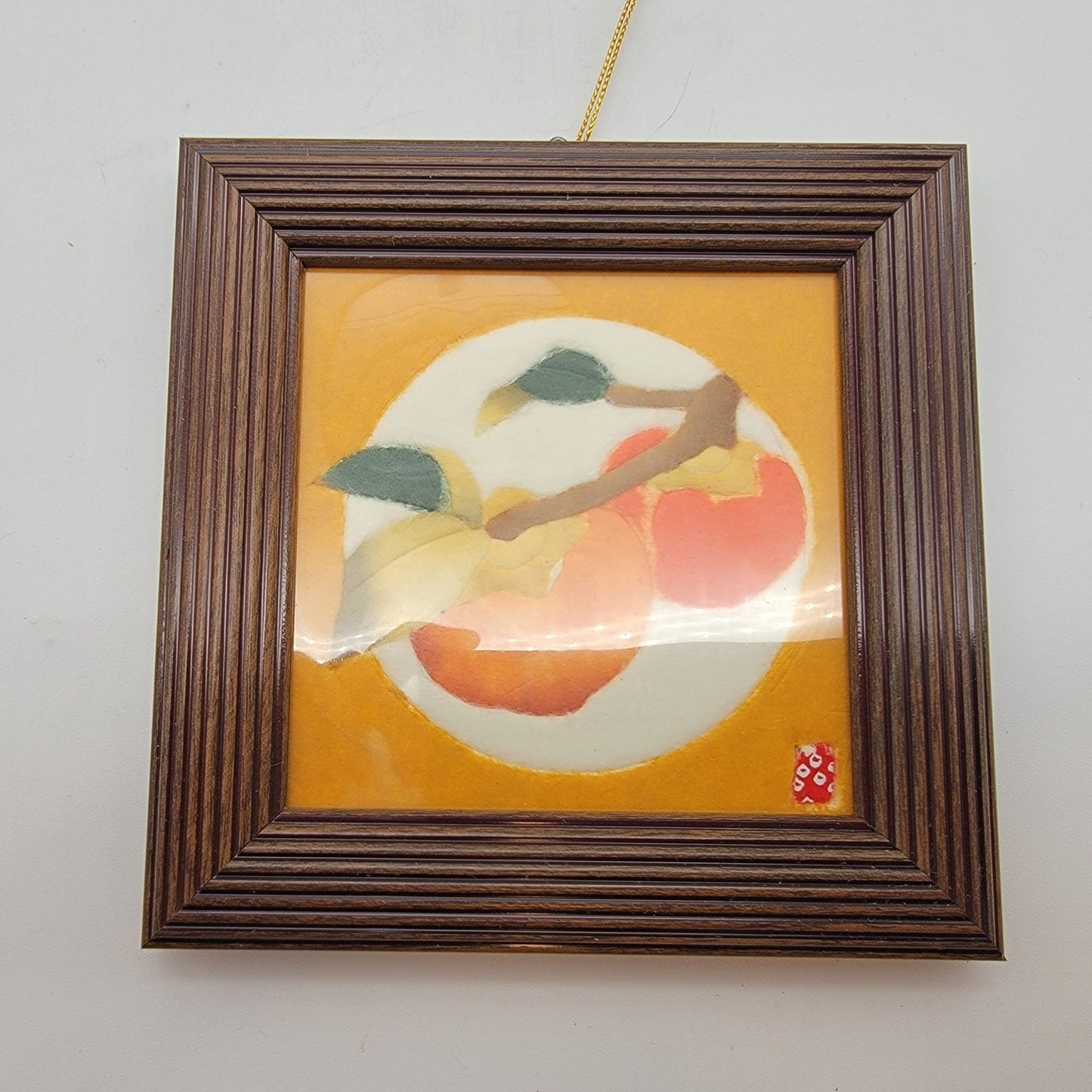 Japanese Kimekomi Patchwork Framed Art Persimmons Kaki