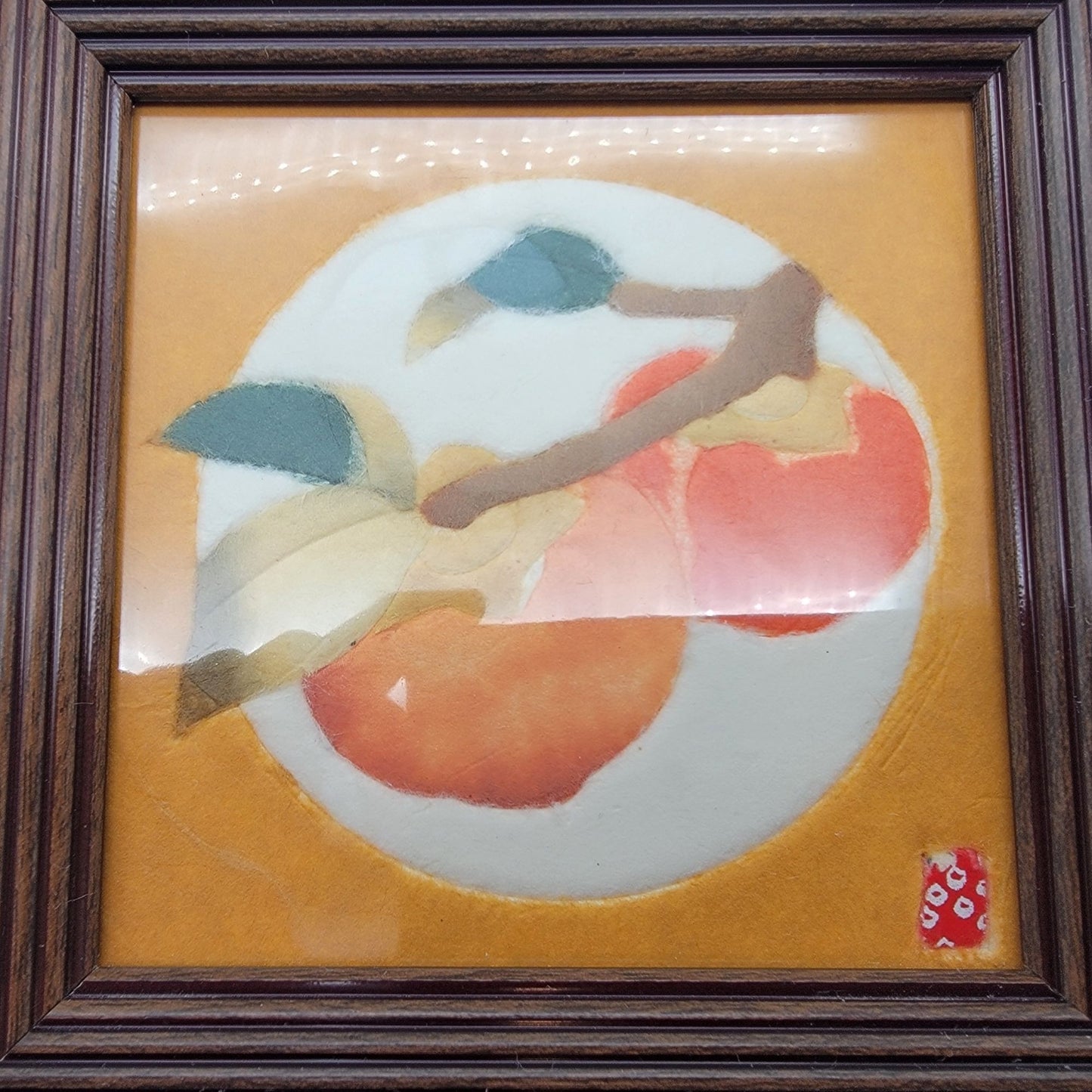 Japanese Kimekomi Patchwork Framed Art Persimmons Kaki