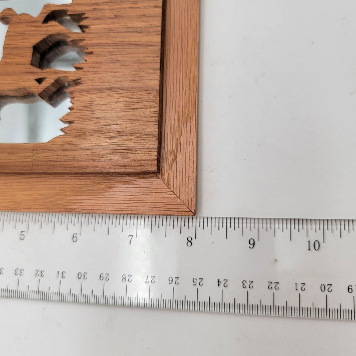 Vintage Handcrafted Wooden Deer Silhouette Wall Hanging With Mirror By Maurel O.