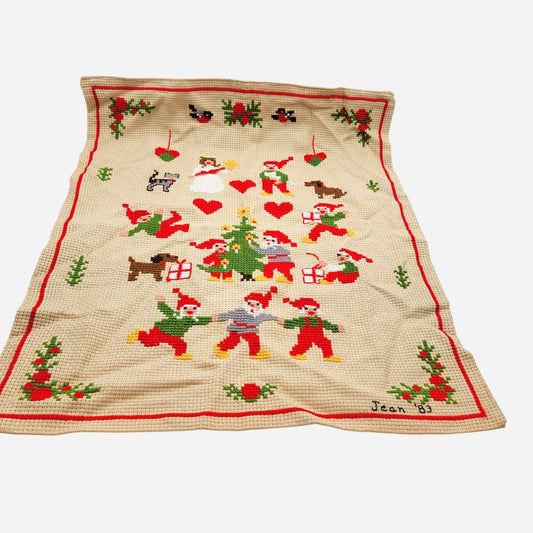 Vintage Scandinavian Hand-Stitched Christmas Textile