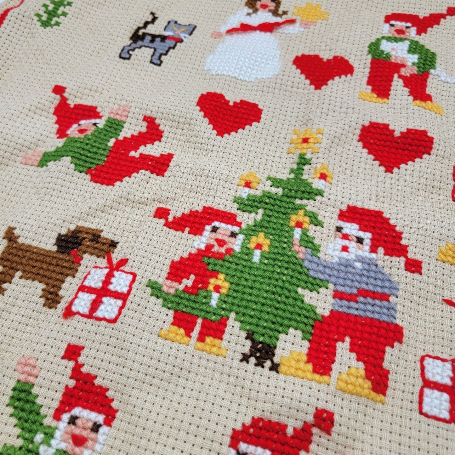 Vintage Scandinavian Hand-Stitched Christmas Textile