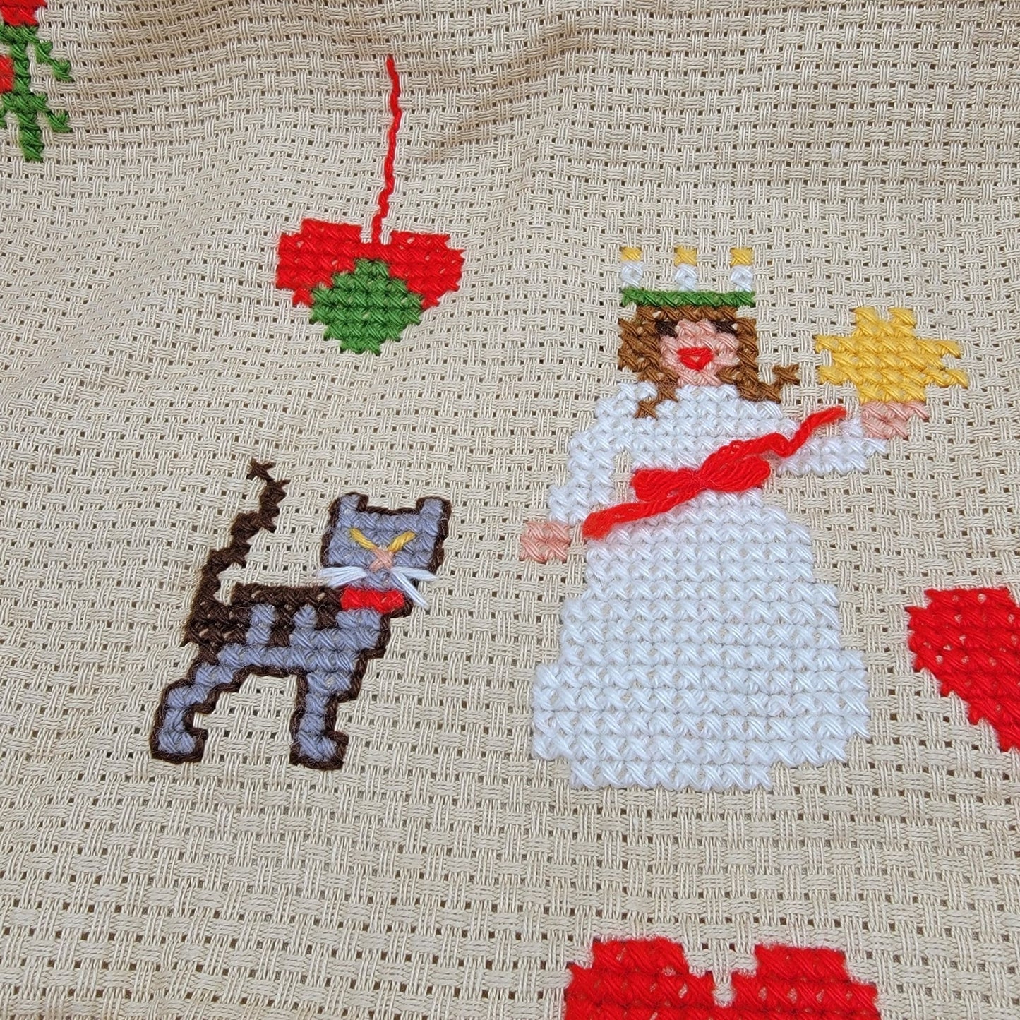 Vintage Scandinavian Hand-Stitched Christmas Textile