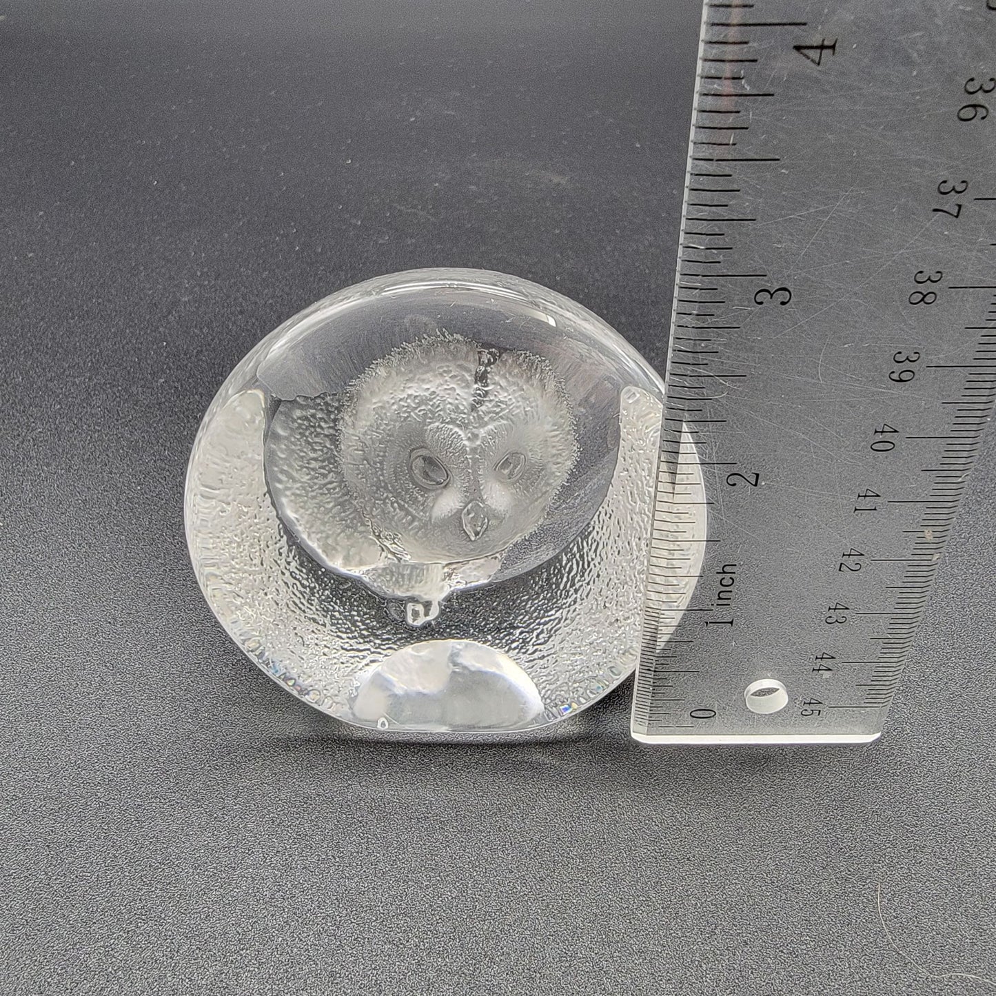 Mats Jonasson Crystal Owl Head Paperweight Signed M Sweden 7207