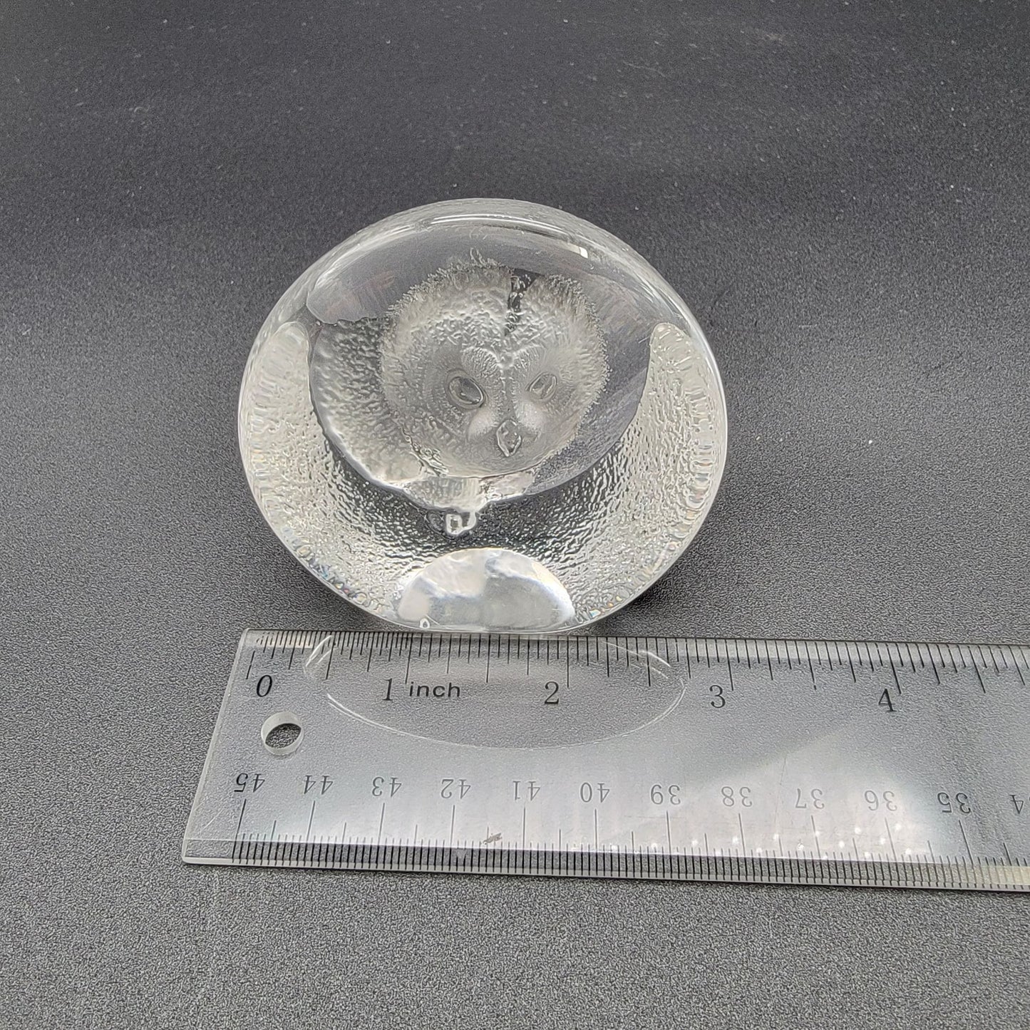 Mats Jonasson Crystal Owl Head Paperweight Signed M Sweden 7207