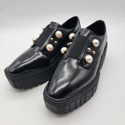 Karl Lagerfeld Paris Raza Black Platform Oxford Shoes Womens Size 11