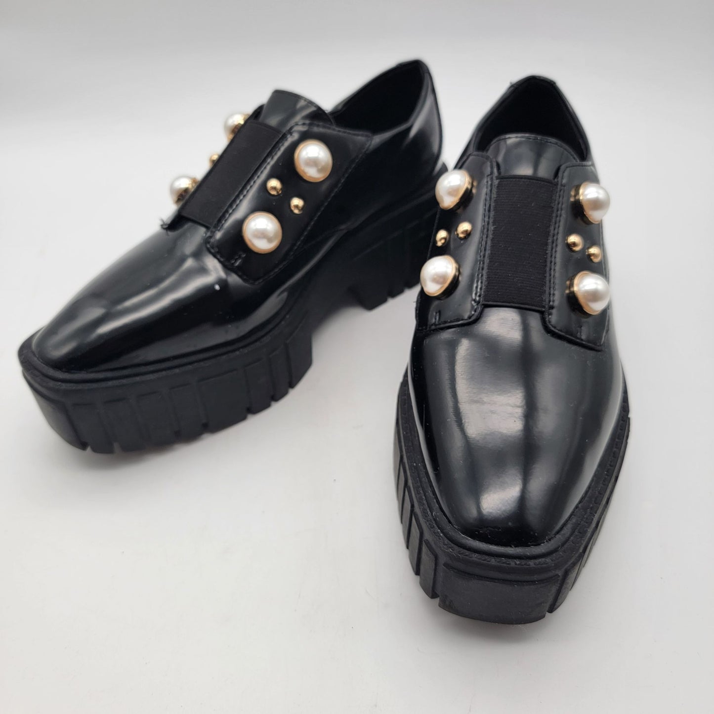 Karl Lagerfeld Paris Raza Black Platform Oxford Shoes Womens Size 11