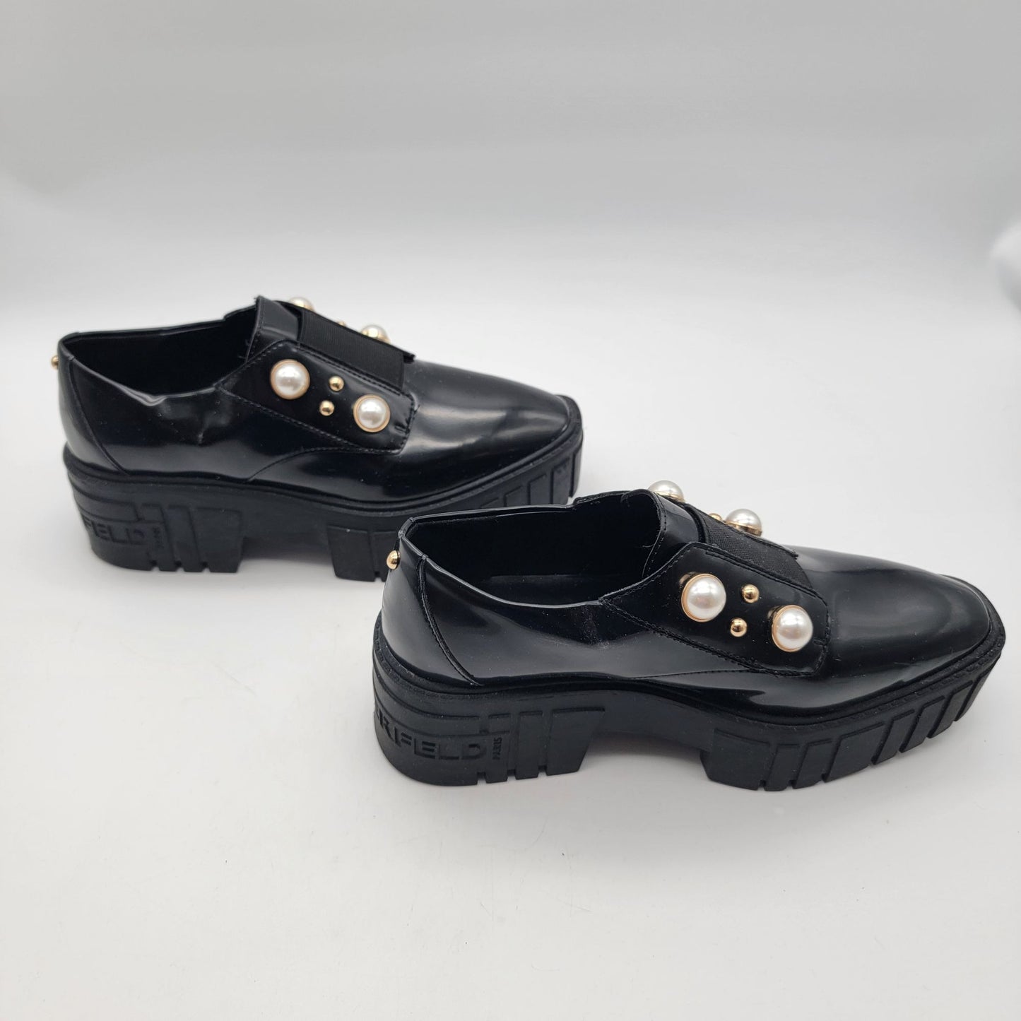 Karl Lagerfeld Paris Raza Black Platform Oxford Shoes Womens Size 11