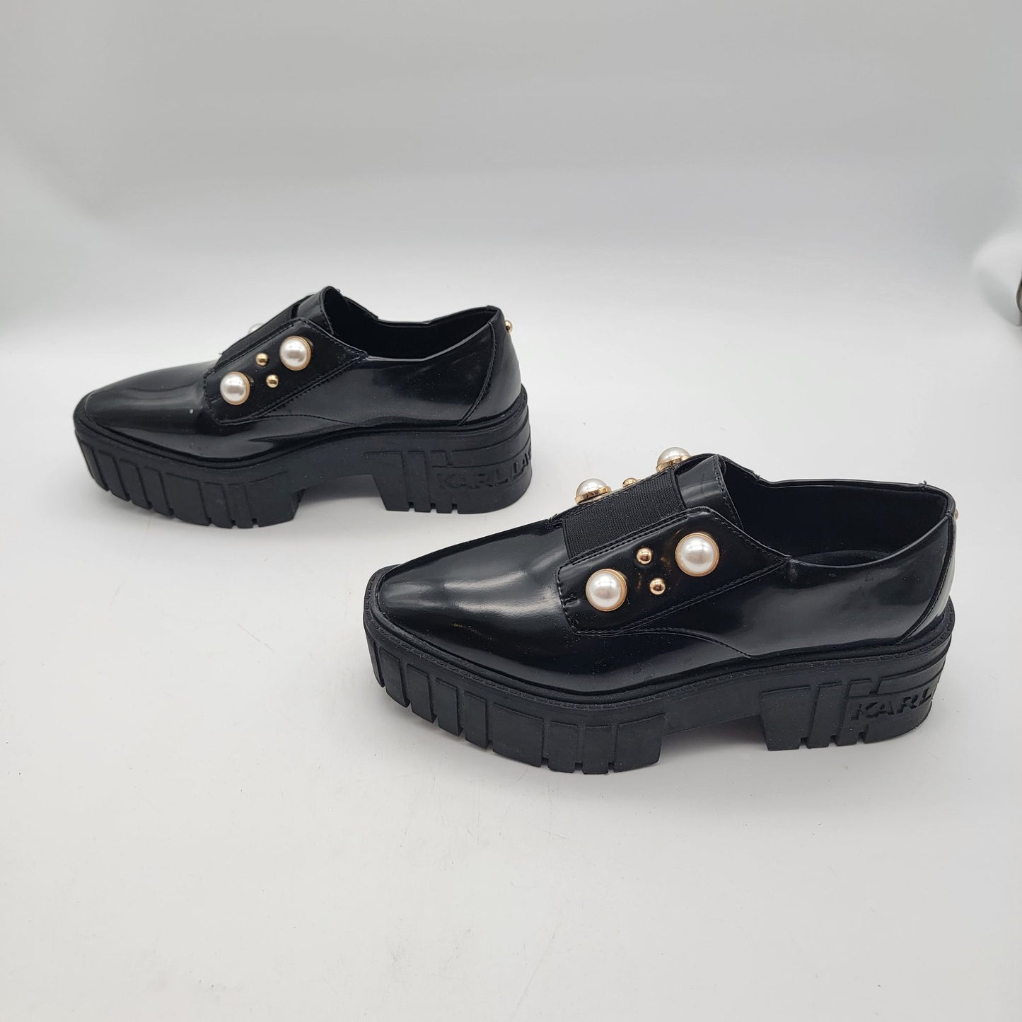 Karl Lagerfeld Paris Raza Black Platform Oxford Shoes Womens Size 11