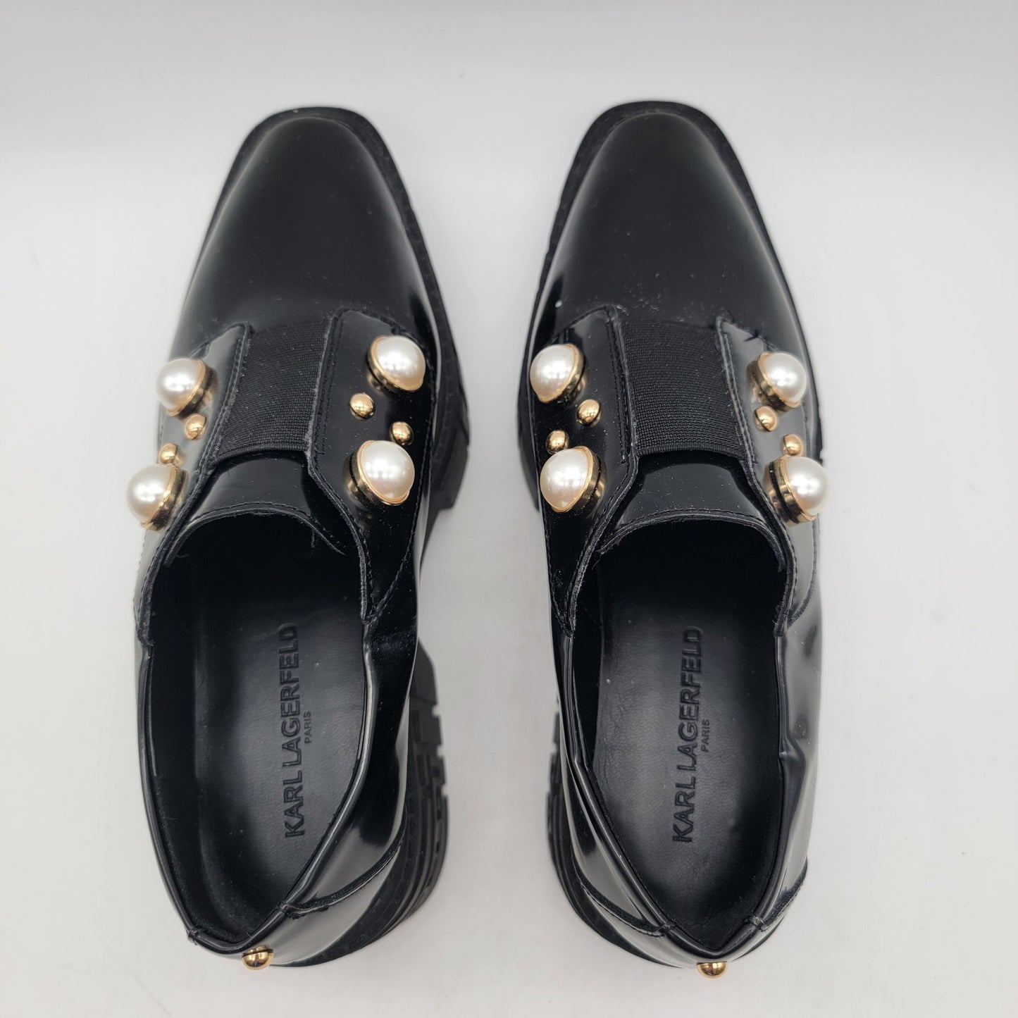Karl Lagerfeld Paris Raza Black Platform Oxford Shoes Womens Size 11