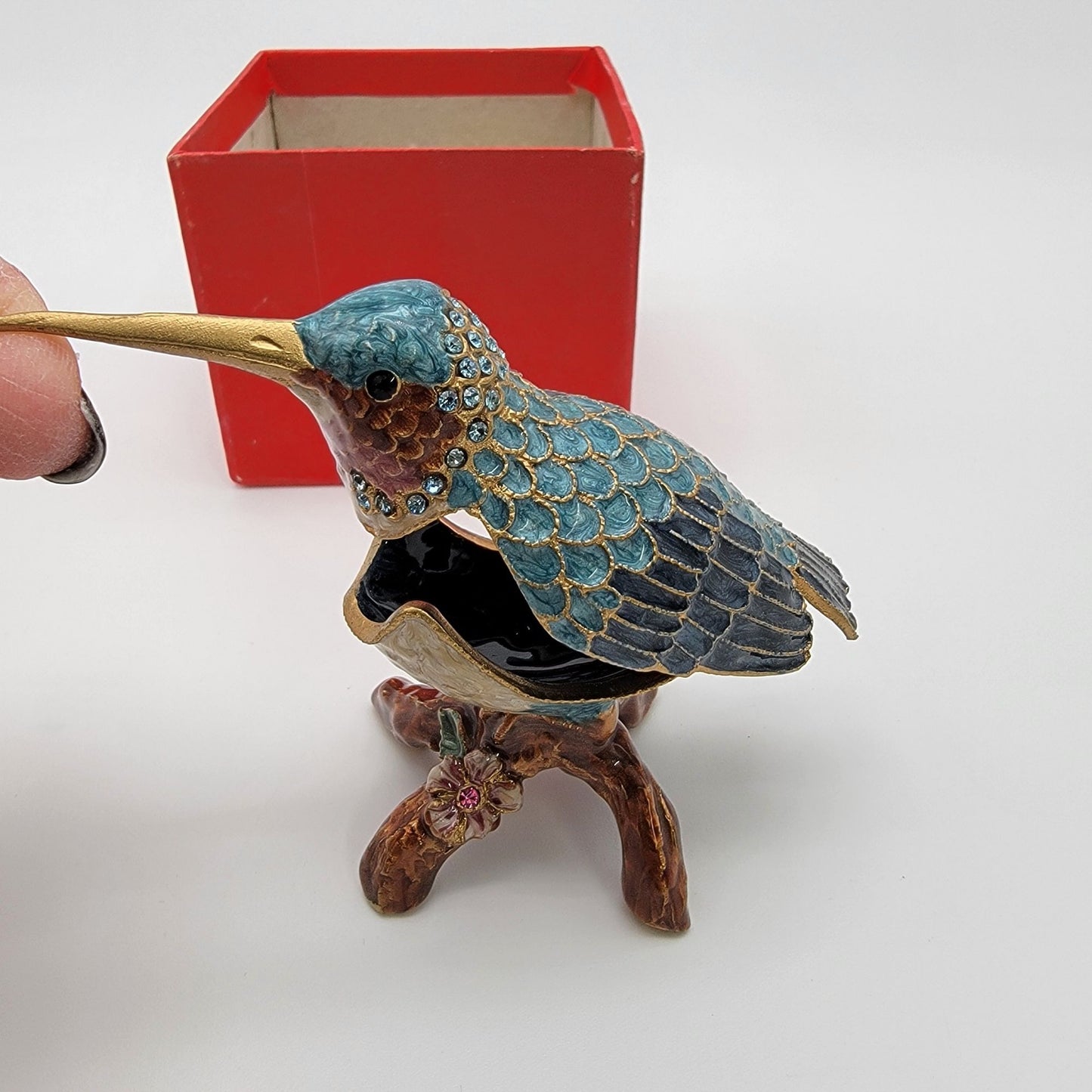 The Art Of Cloisonne Hummingbird Trinket Box