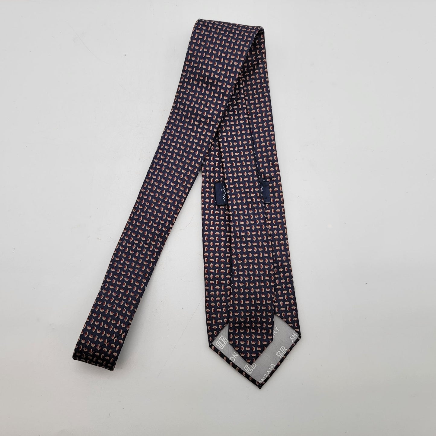 Vintage Givenchy Gentleman Navy Silk Tie Fan Motif